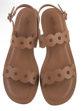 Larroude Florence Flat Sandal In Light Caramel Leather